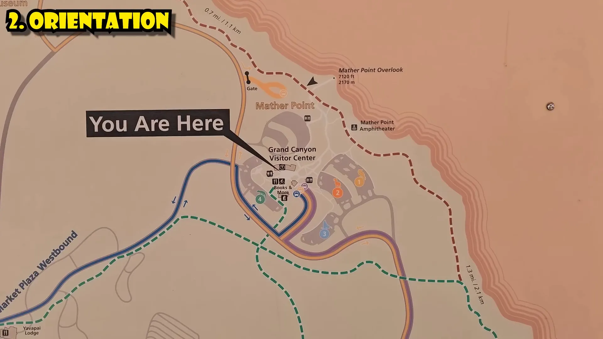 Map of the Grand Canyon showing key points of interest