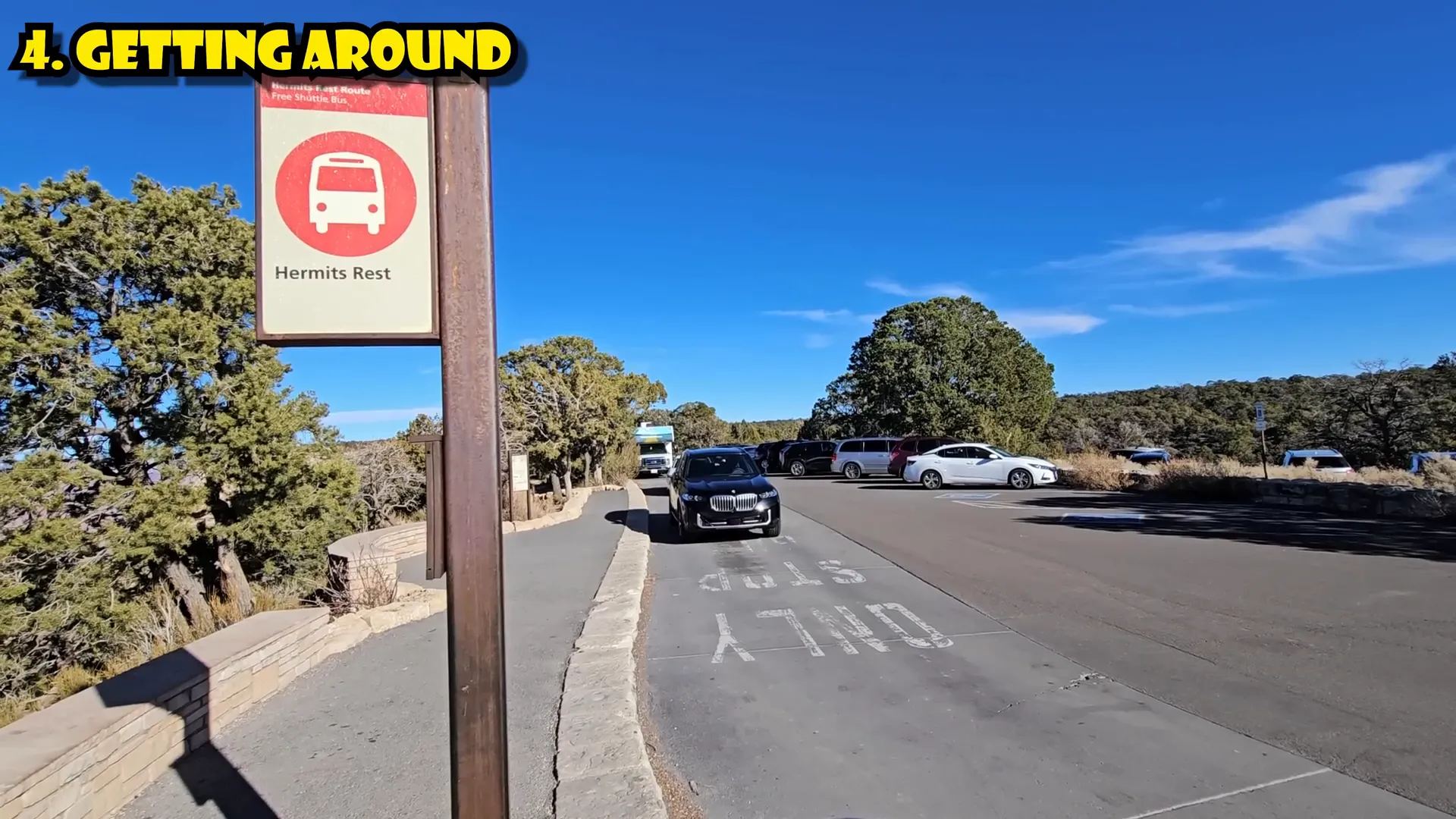 Grand Canyon shuttle bus service map and shuttle stop at Visitor Center