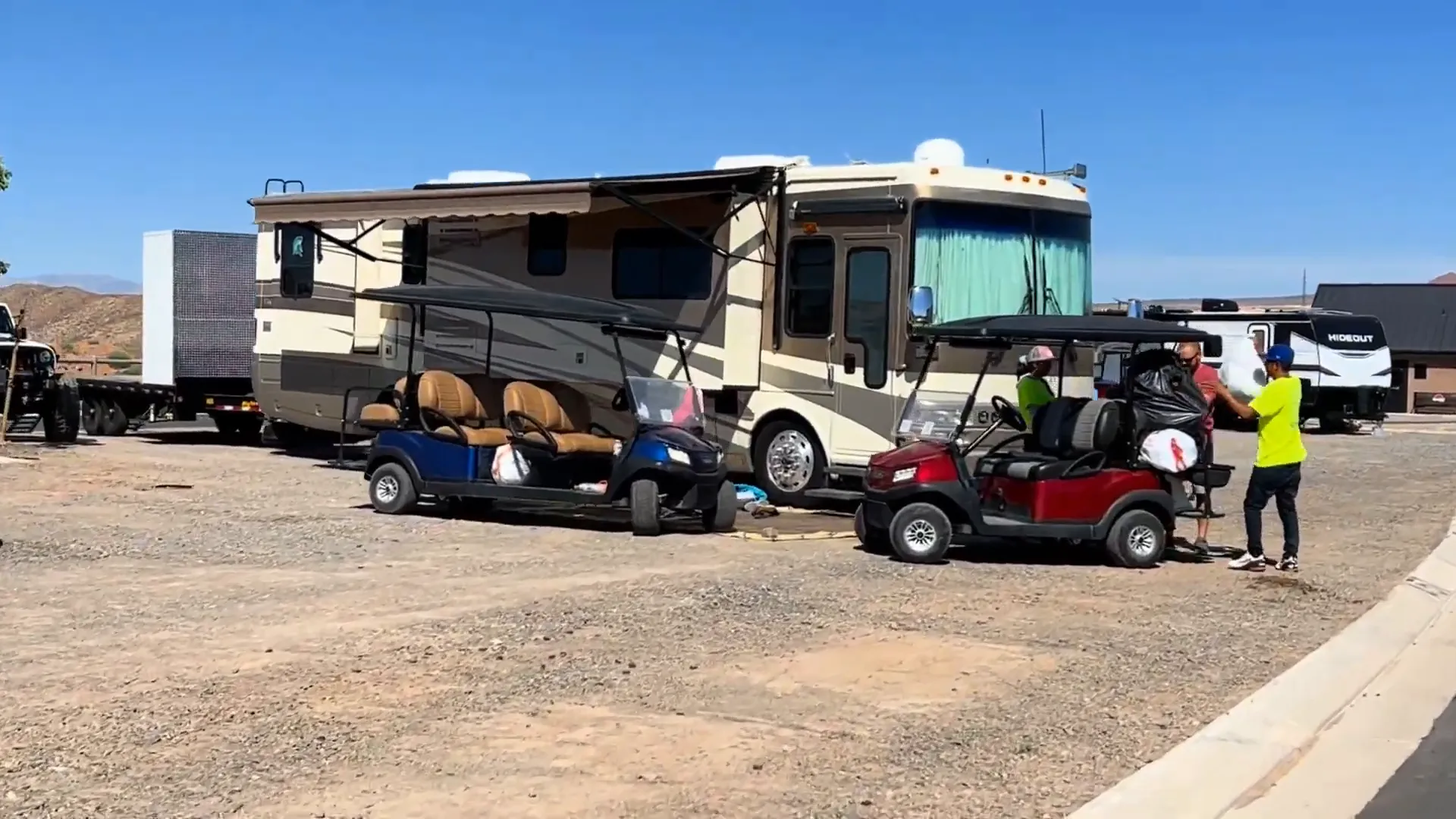 Large RV pad and cabin cluster at Zion Jellystone Park